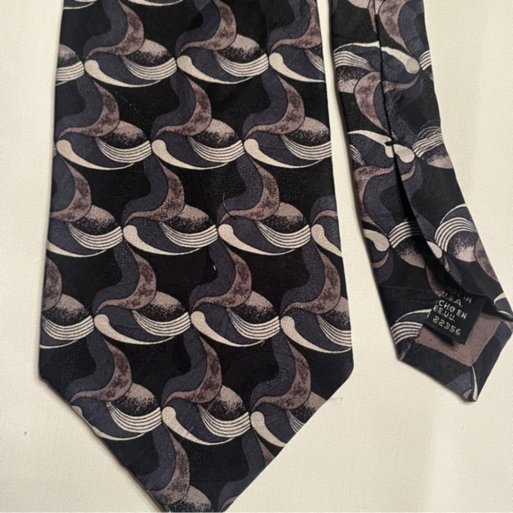 Hill Archer 100% Silk Black Grey White Tie Four Inches‎